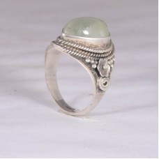 Prehnite ring, natural gemstone ring